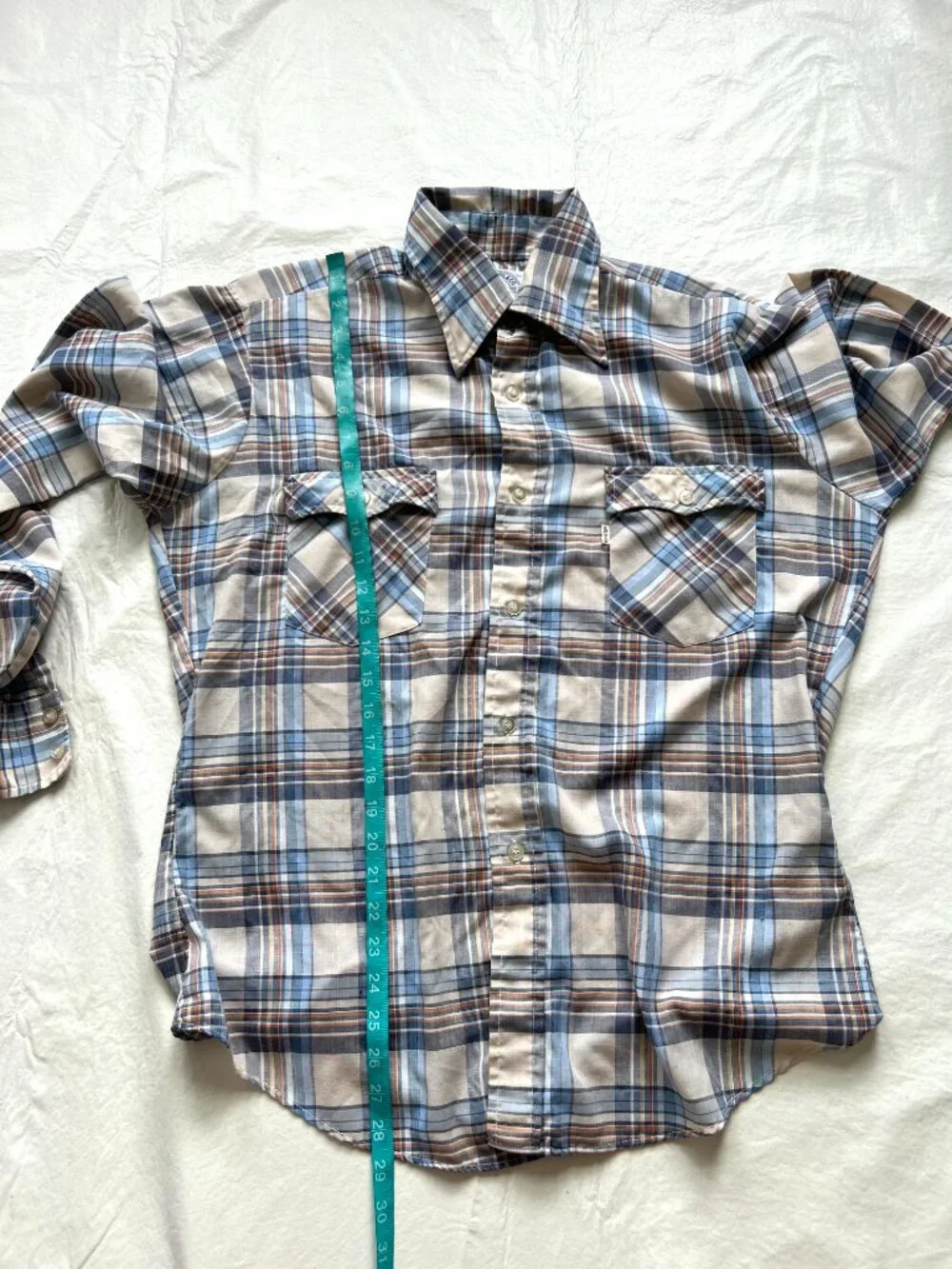 Vintage Levis button up shirt long sleeve XL brown blue plaid 90s Levi's